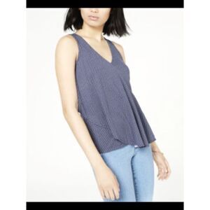 MICHAEL KORS Womens Blue Printed Sleeveless V Neck Top 2XS